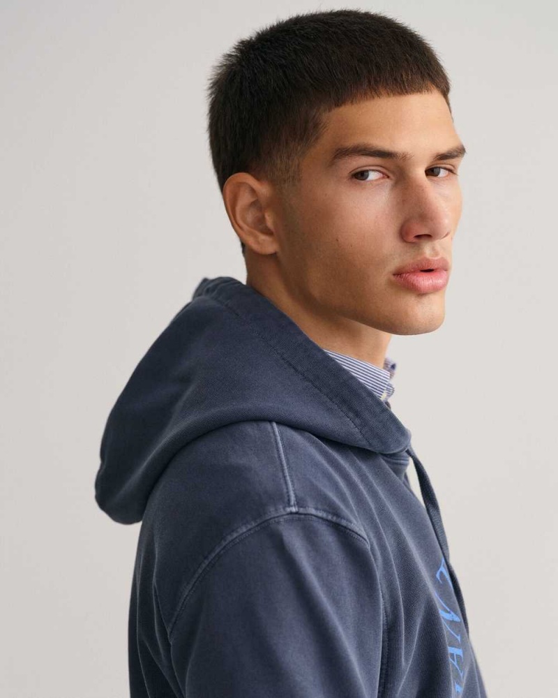 Gant Sunfaded GANT USA Men's Hoodie Evening Blue | WLUPB-9157