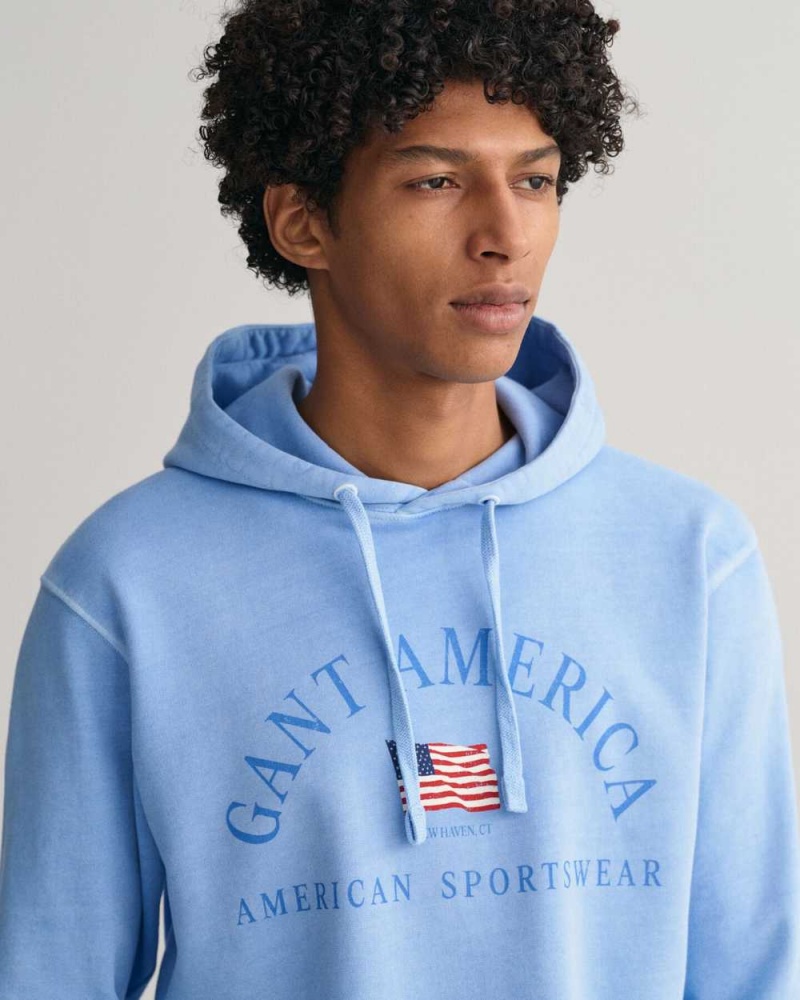 Gant Sunfaded GANT USA Men's Hoodie Gentle Blue | VUBAO-1678