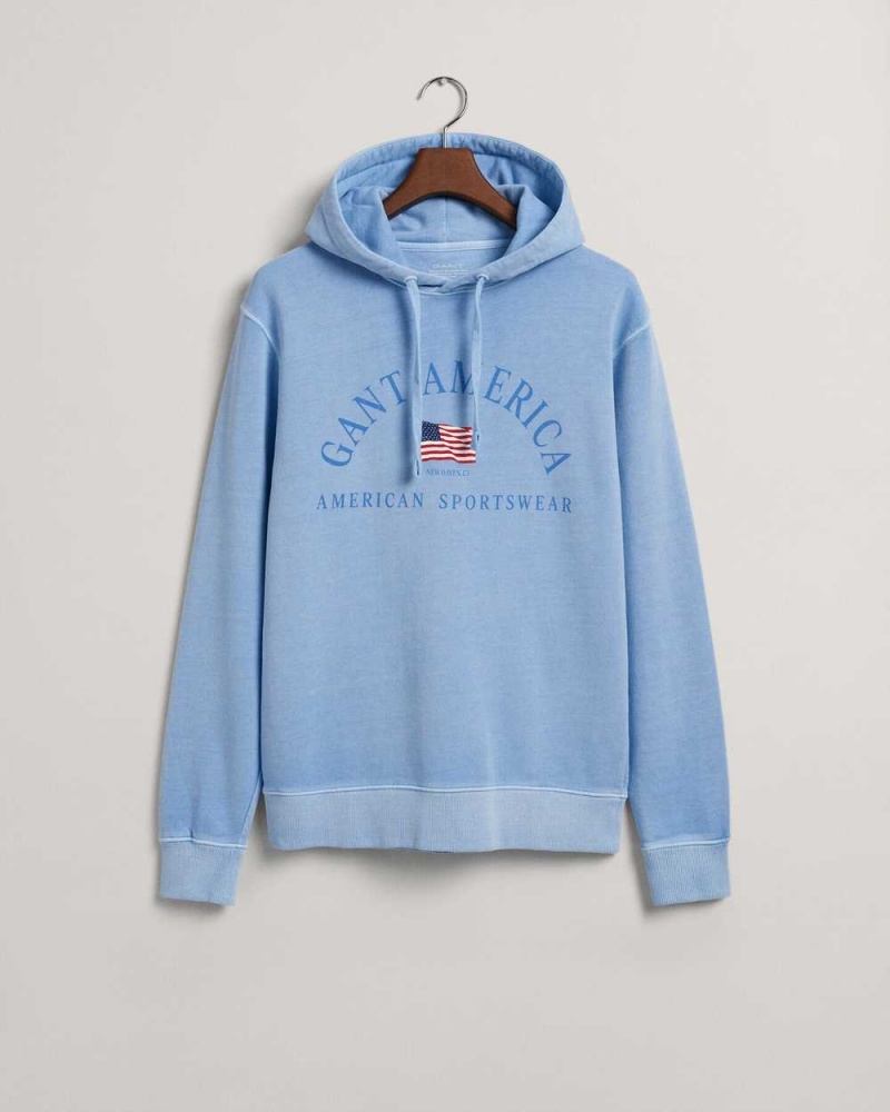 Gant Sunfaded GANT USA Men's Hoodie Gentle Blue | VUBAO-1678