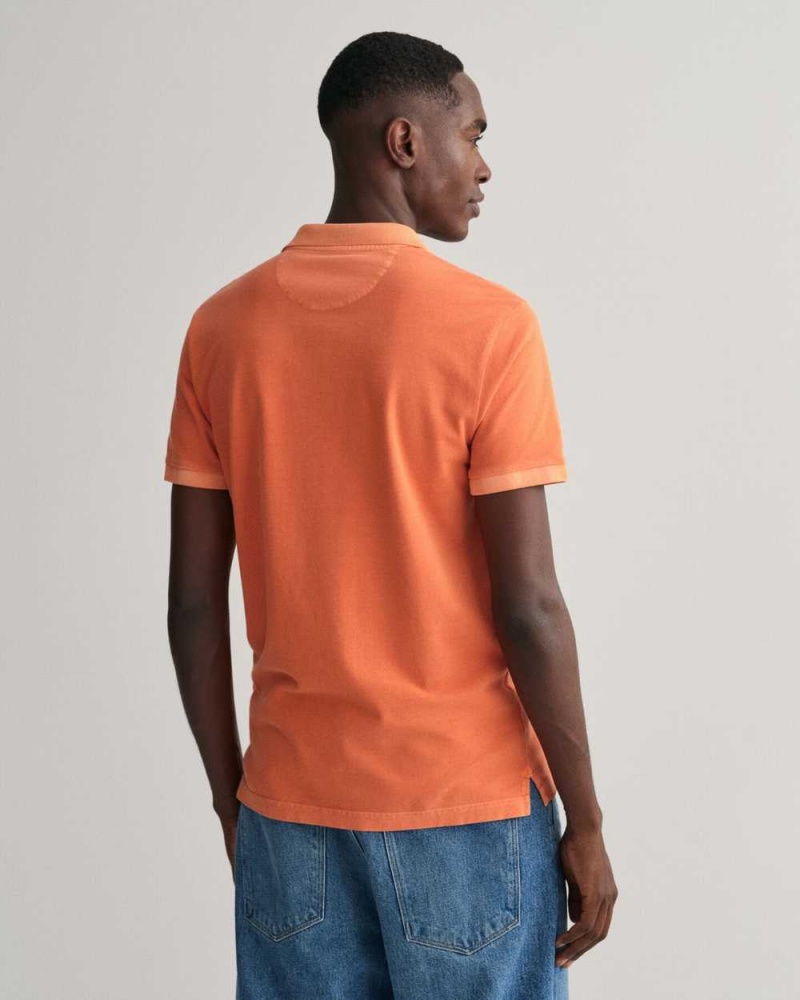 Gant Sunfaded Piqué Men's Polo Shirt Apricot Orange | QNWOY-5273