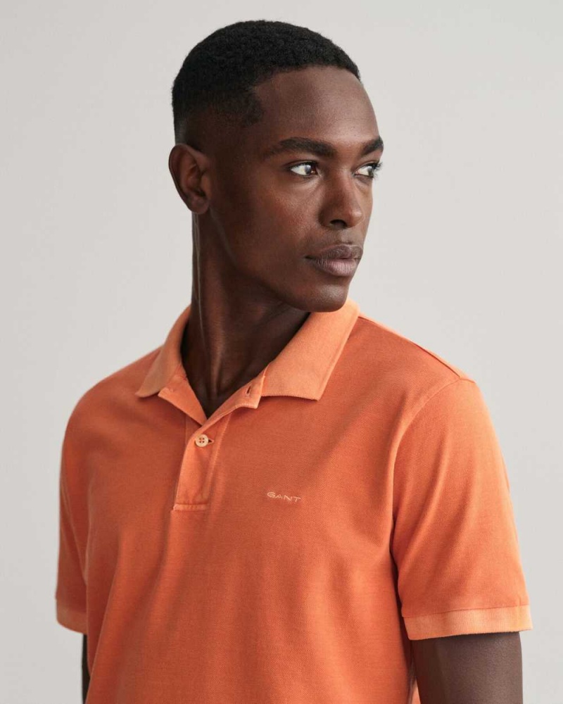 Gant Sunfaded Piqué Men's Polo Shirt Apricot Orange | QNWOY-5273