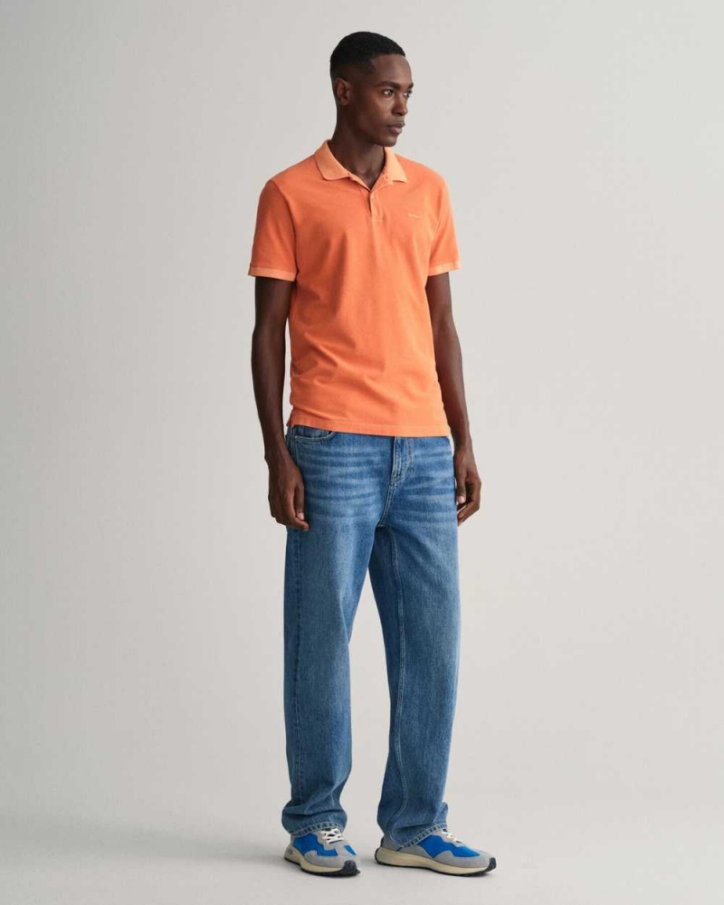 Gant Sunfaded Piqué Men's Polo Shirt Apricot Orange | QNWOY-5273