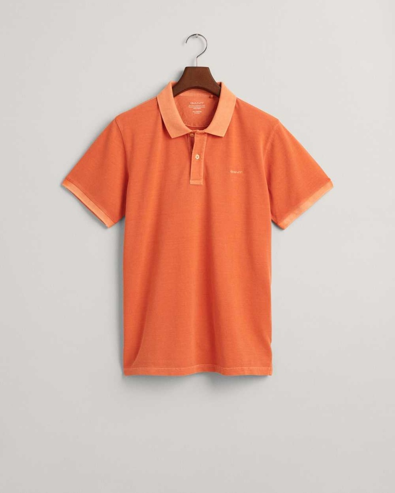 Gant Sunfaded Piqué Men's Polo Shirt Apricot Orange | QNWOY-5273