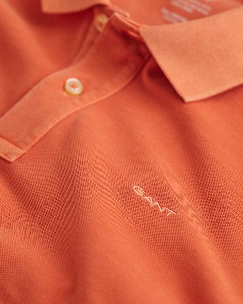 Gant Sunfaded Piqué Men's Polo Shirt Apricot Orange | QNWOY-5273