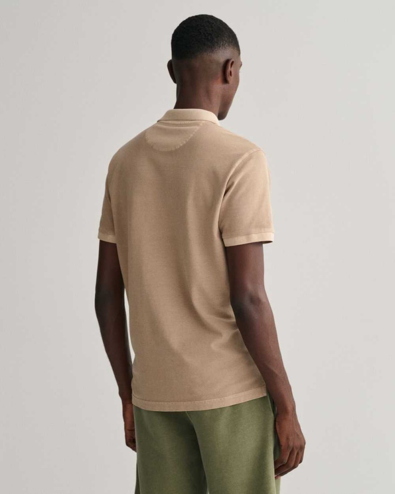 Gant Sunfaded Piqué Men's Polo Shirt Concrete Beige | YUNCH-5419