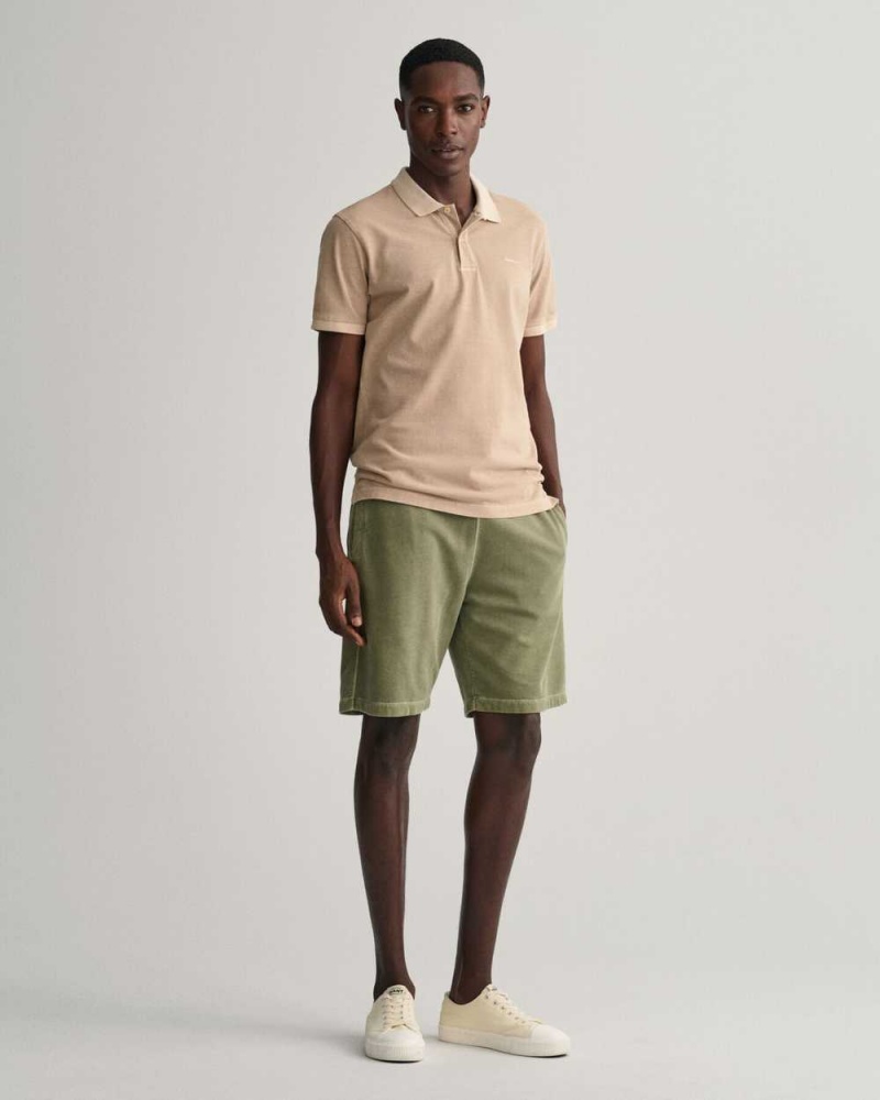 Gant Sunfaded Piqué Men's Polo Shirt Concrete Beige | YUNCH-5419