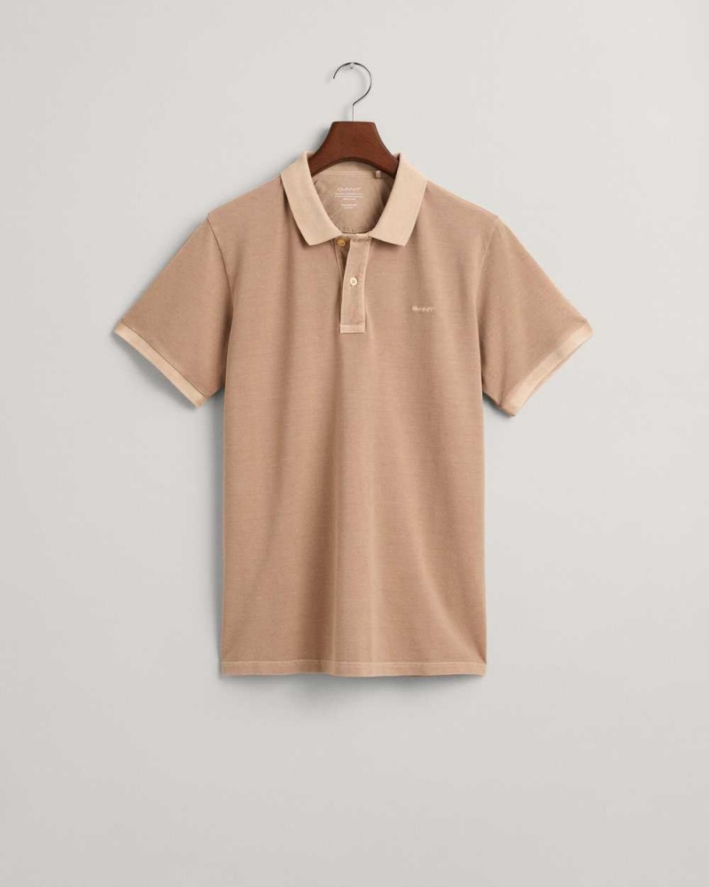 Gant Sunfaded Piqué Men's Polo Shirt Concrete Beige | YUNCH-5419