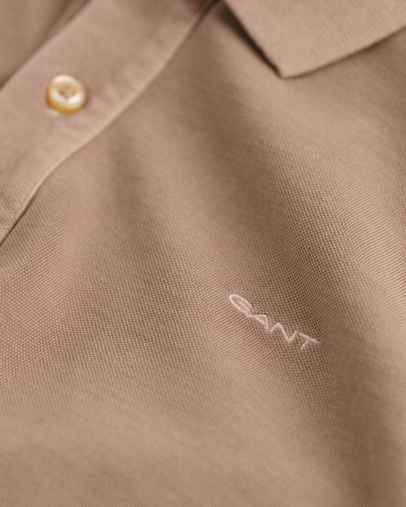 Gant Sunfaded Piqué Men's Polo Shirt Concrete Beige | YUNCH-5419