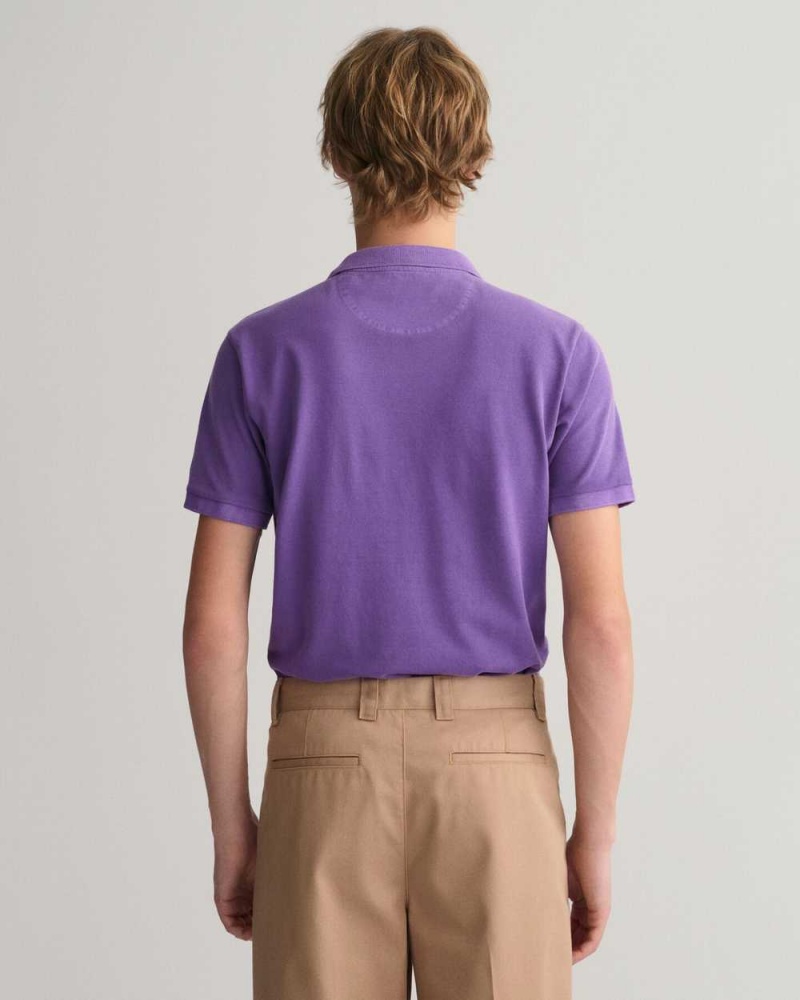 Gant Sunfaded Piqué Men's Polo Shirt Dark Violet | XRVSK-5196