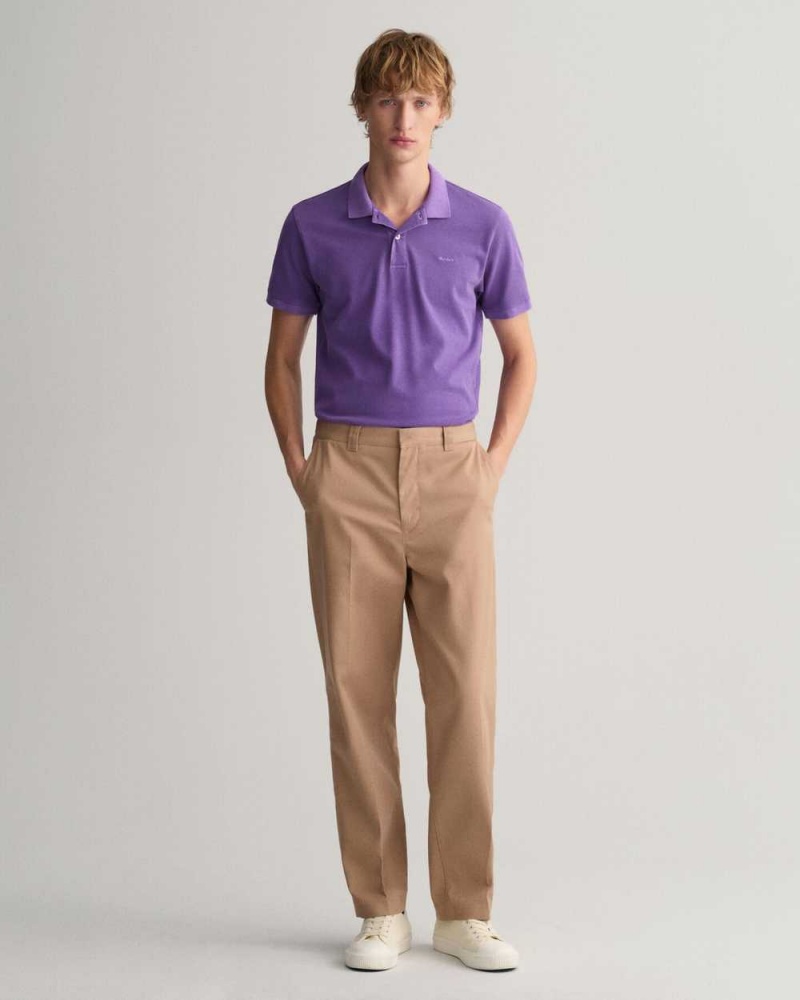 Gant Sunfaded Piqué Men's Polo Shirt Dark Violet | XRVSK-5196