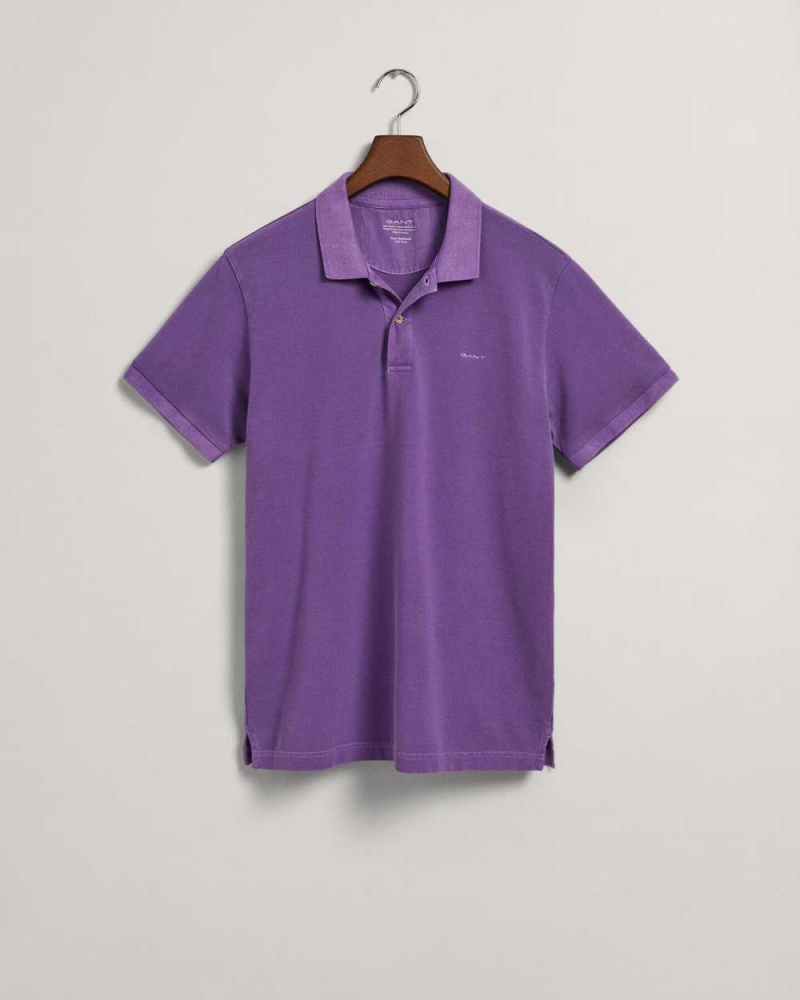 Gant Sunfaded Piqué Men's Polo Shirt Dark Violet | XRVSK-5196