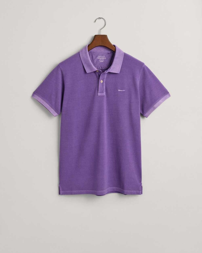 Gant Sunfaded Piqué Men's Polo Shirt Dark Violet | XRVSK-5196