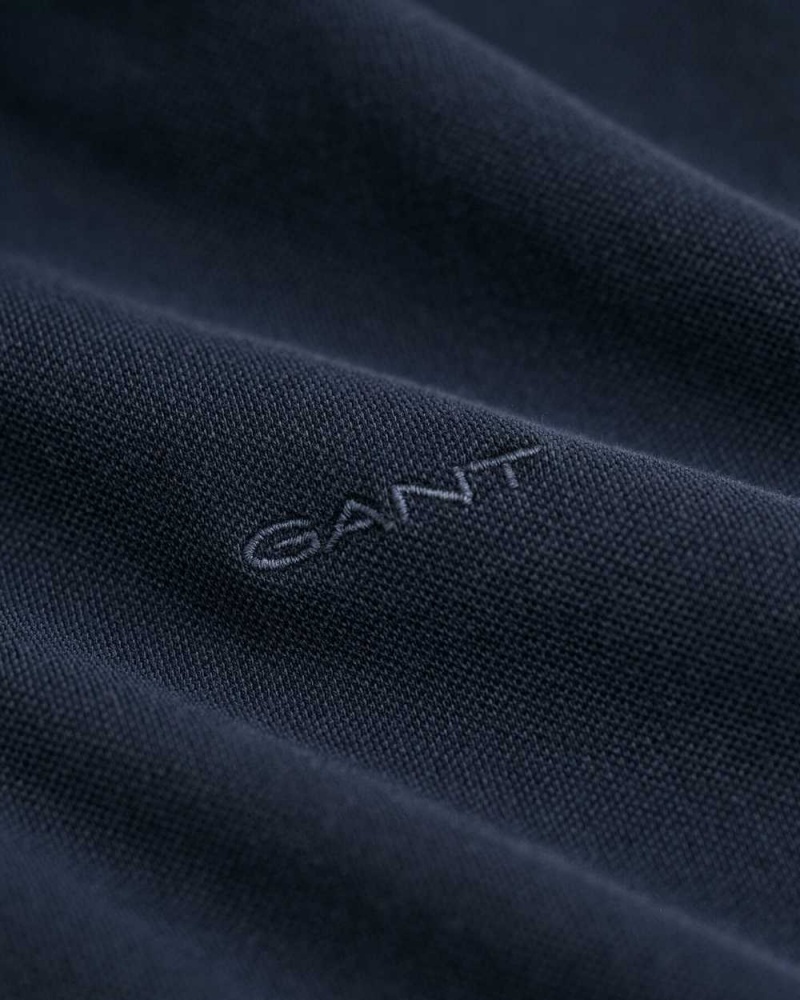 Gant Sunfaded Piqué Men's Polo Shirt Ebony Black | OKNPV-6175