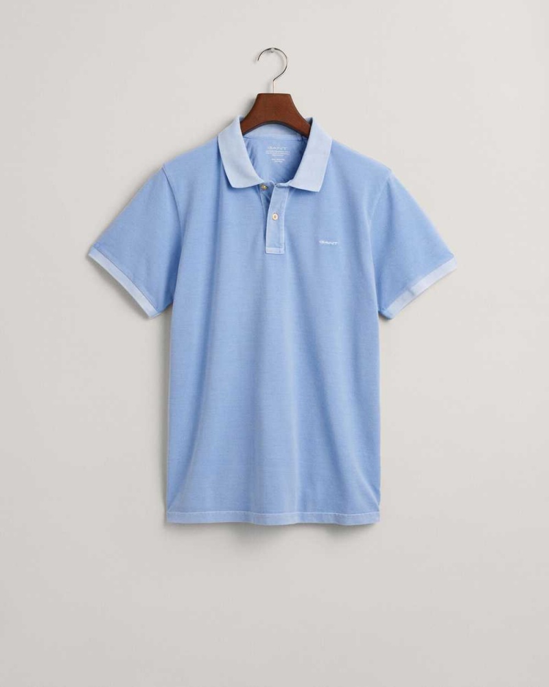 Gant Sunfaded Piqué Men's Polo Shirt Gentle Blue | FTWNE-2175