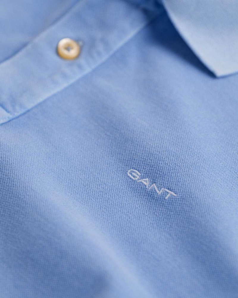 Gant Sunfaded Piqué Men's Polo Shirt Gentle Blue | FTWNE-2175