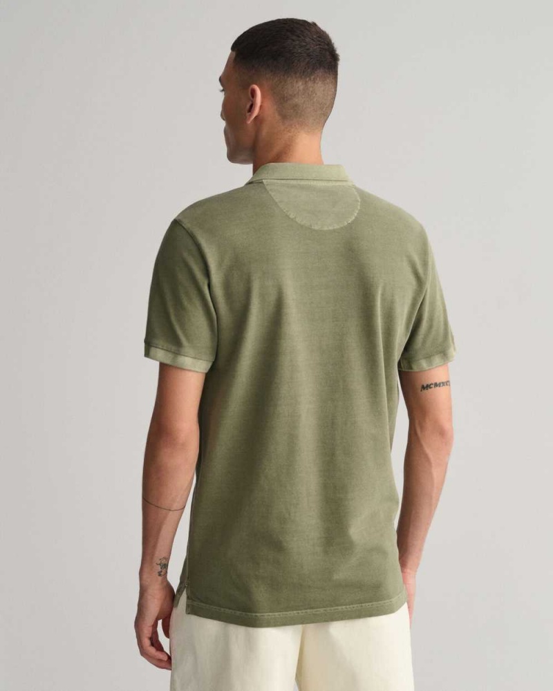 Gant Sunfaded Piqué Men's Polo Shirt Kalamata Green | GEFOK-2019