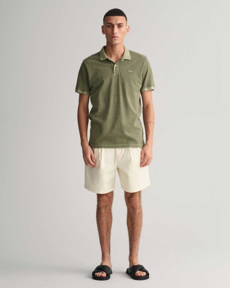 Gant Sunfaded Piqué Men's Polo Shirt Kalamata Green | GEFOK-2019