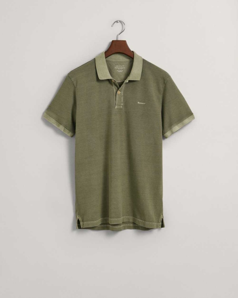 Gant Sunfaded Piqué Men's Polo Shirt Kalamata Green | GEFOK-2019