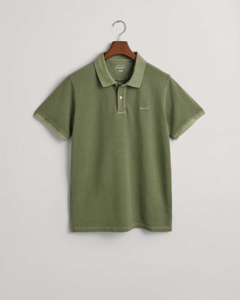 Gant Sunfaded Piqué Men's Polo Shirt Kalamata Green | GEFOK-2019