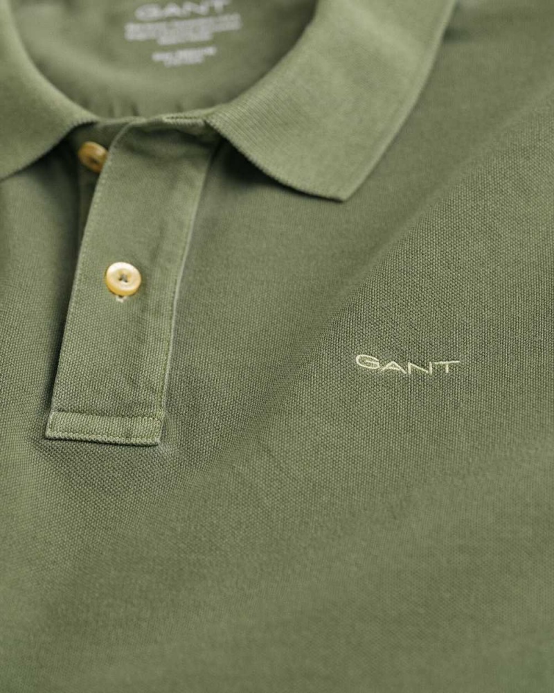 Gant Sunfaded Piqué Men's Polo Shirt Kalamata Green | GEFOK-2019