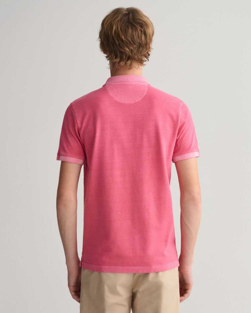 Gant Sunfaded Piqué Men's Polo Shirt Magenta Pink | NLSHJ-6074