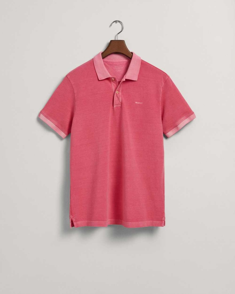 Gant Sunfaded Piqué Men's Polo Shirt Magenta Pink | NLSHJ-6074