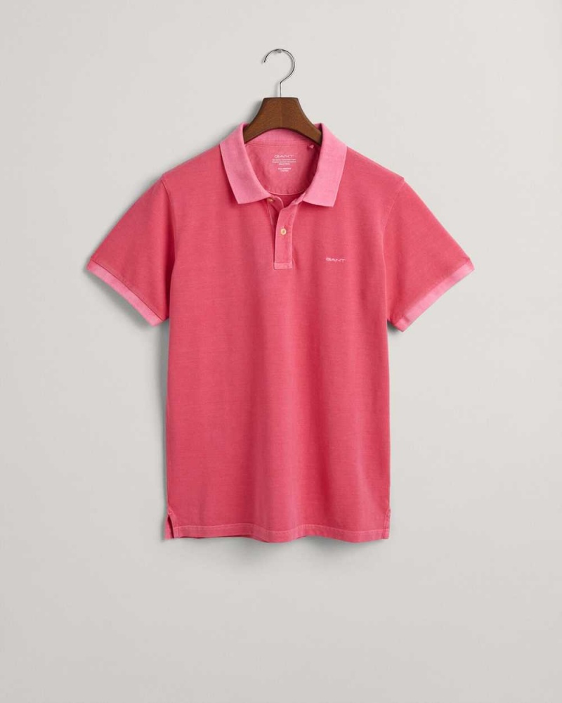 Gant Sunfaded Piqué Men's Polo Shirt Magenta Pink | NLSHJ-6074