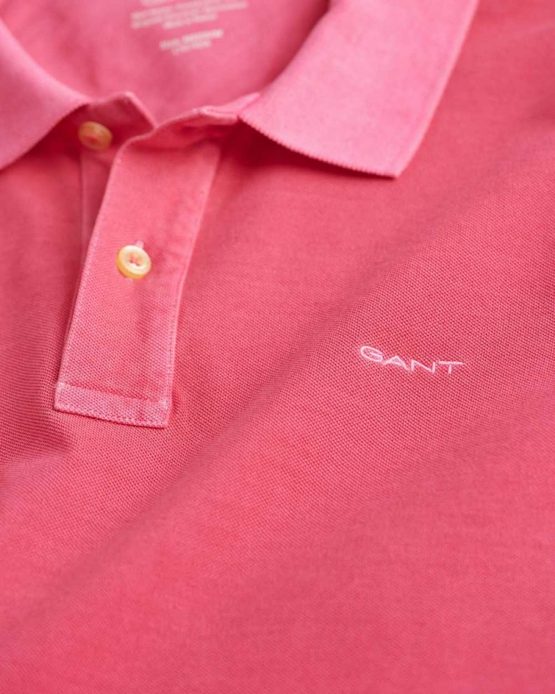 Gant Sunfaded Piqué Men's Polo Shirt Magenta Pink | NLSHJ-6074