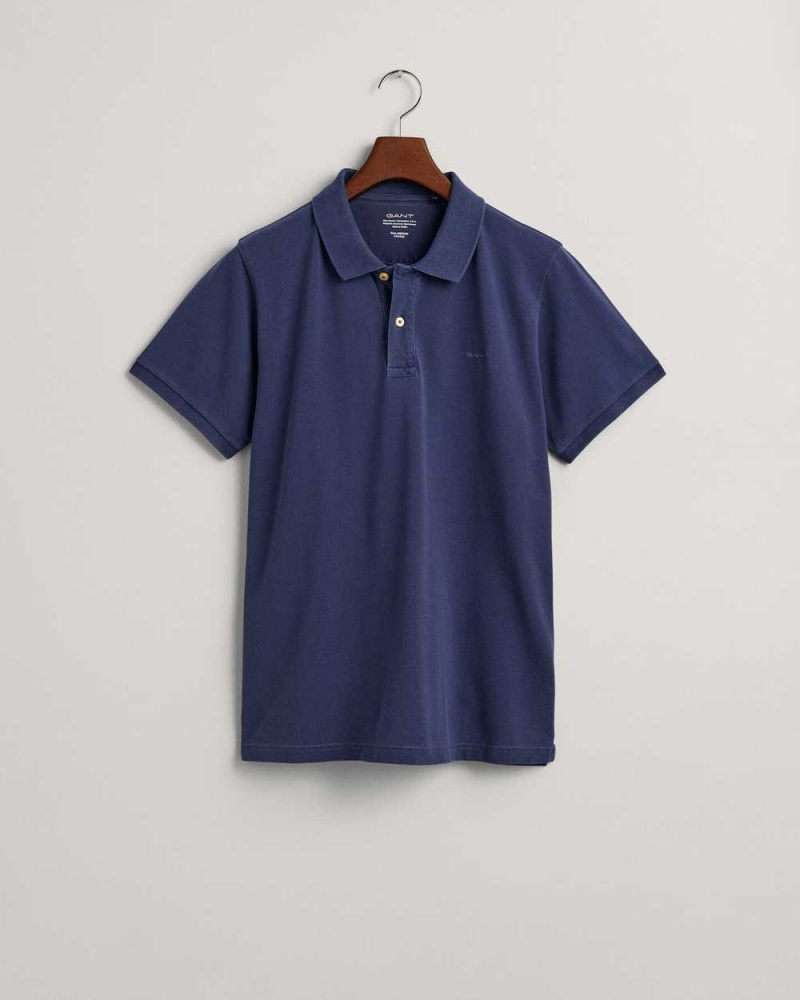 Gant Sunfaded Piqué Men's Polo Shirt Persian Blue | CGQIN-1634