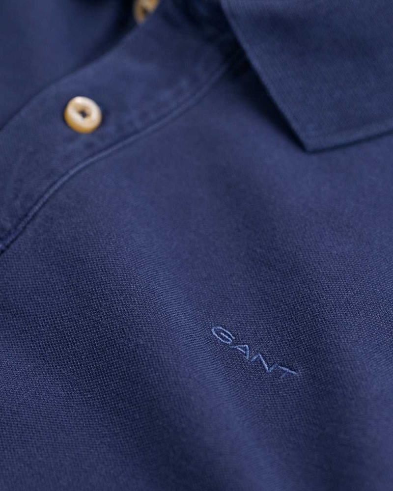 Gant Sunfaded Piqué Men's Polo Shirt Persian Blue | CGQIN-1634