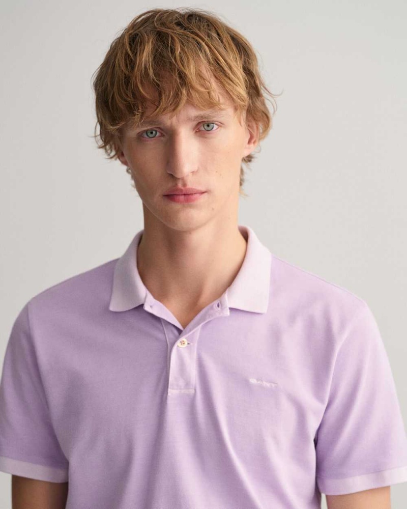 Gant Sunfaded Piqué Men's Polo Shirt Soothing Lilac | CLPFH-2670