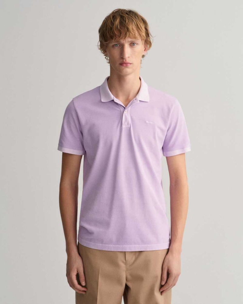 Gant Sunfaded Piqué Men's Polo Shirt Soothing Lilac | CLPFH-2670