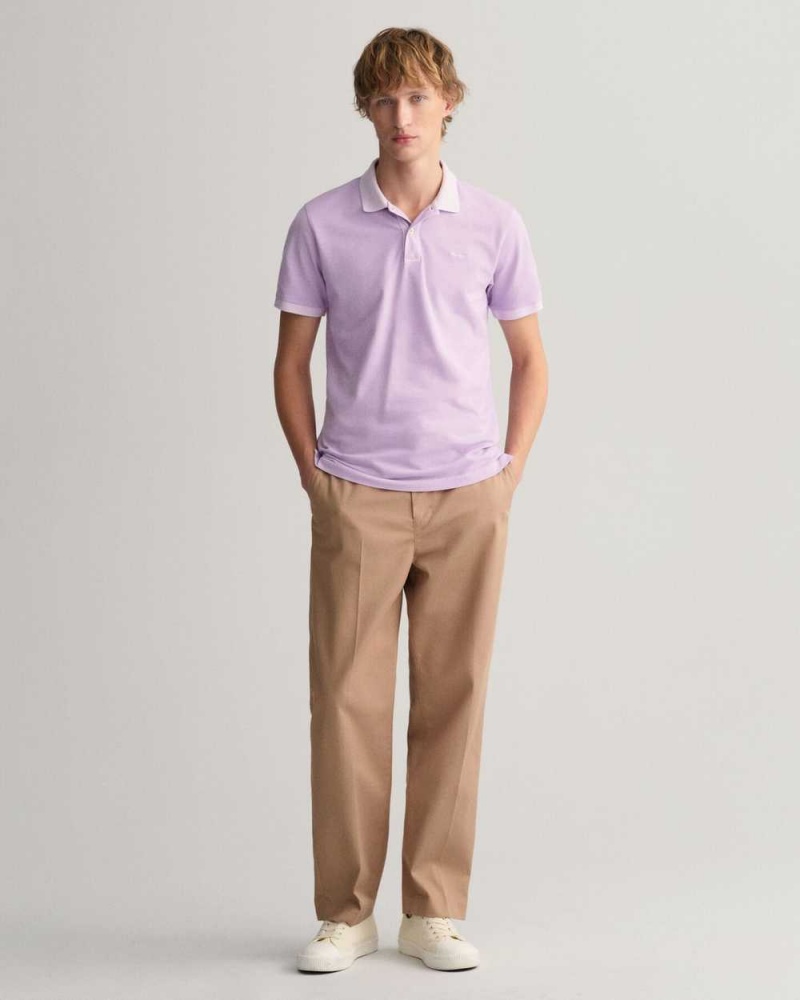 Gant Sunfaded Piqué Men's Polo Shirt Soothing Lilac | CLPFH-2670