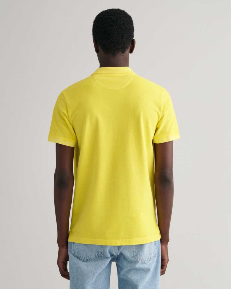 Gant Sunfaded Piqué Men's Polo Shirt Sun Yellow | ASUFT-5230