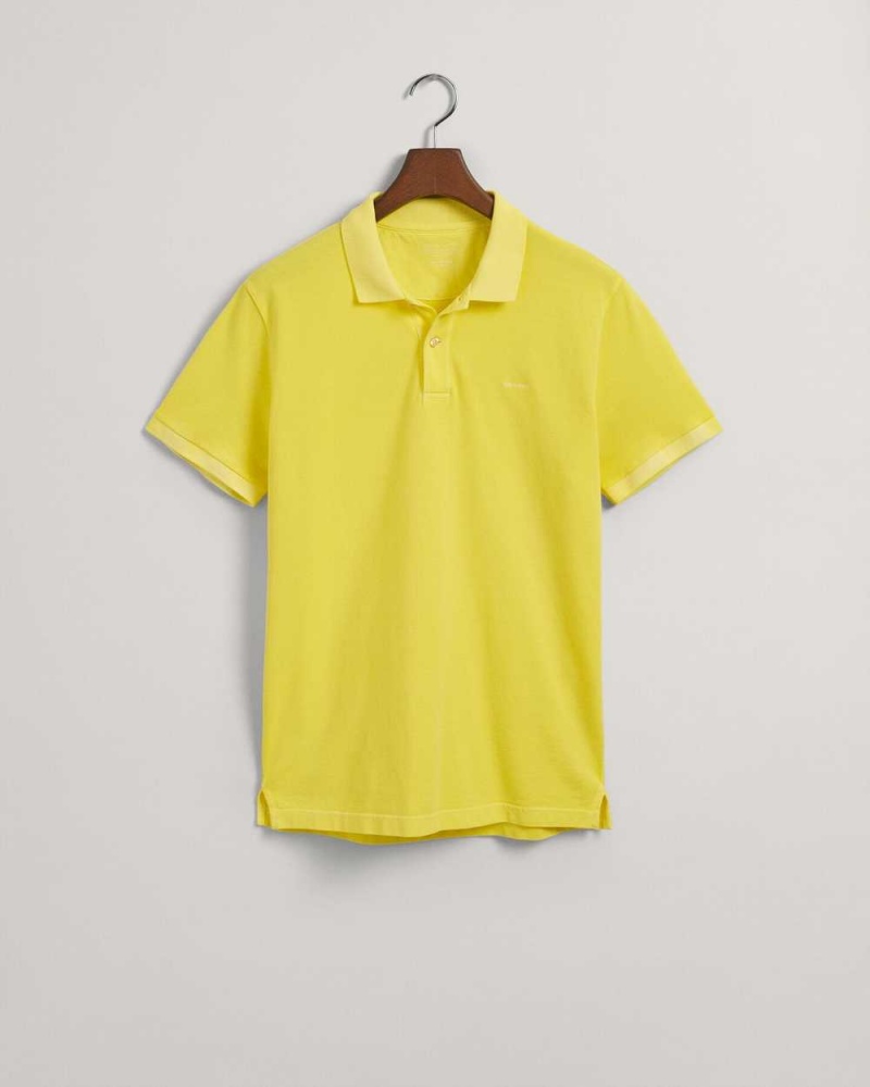 Gant Sunfaded Piqué Men's Polo Shirt Sun Yellow | ASUFT-5230