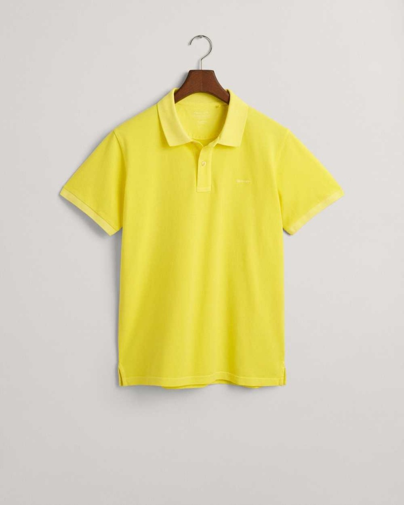 Gant Sunfaded Piqué Men's Polo Shirt Sun Yellow | ASUFT-5230