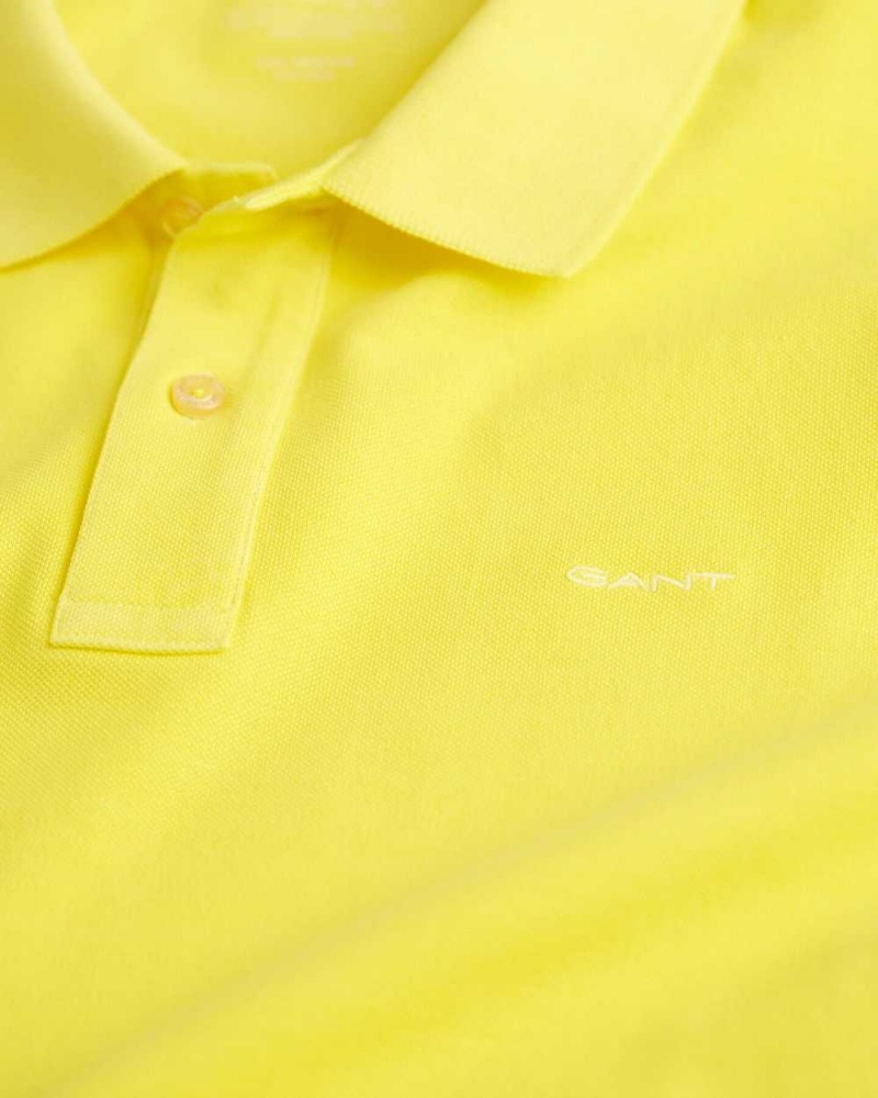 Gant Sunfaded Piqué Men's Polo Shirt Sun Yellow | ASUFT-5230