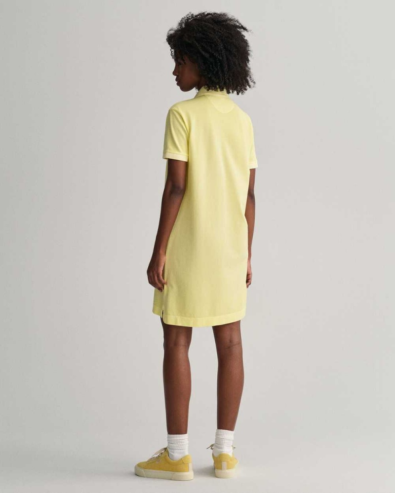 Gant Sunfaded Piqué Polo Women's Dress Lemonade Yellow | JYKEA-7085