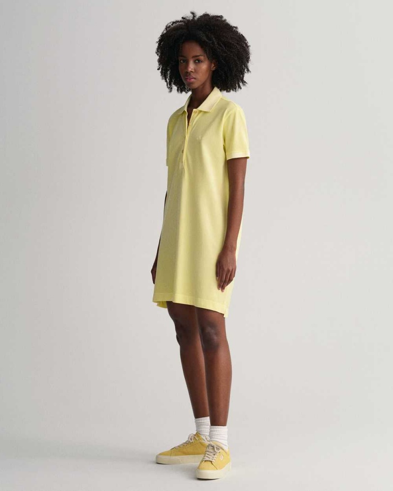 Gant Sunfaded Piqué Polo Women's Dress Lemonade Yellow | JYKEA-7085