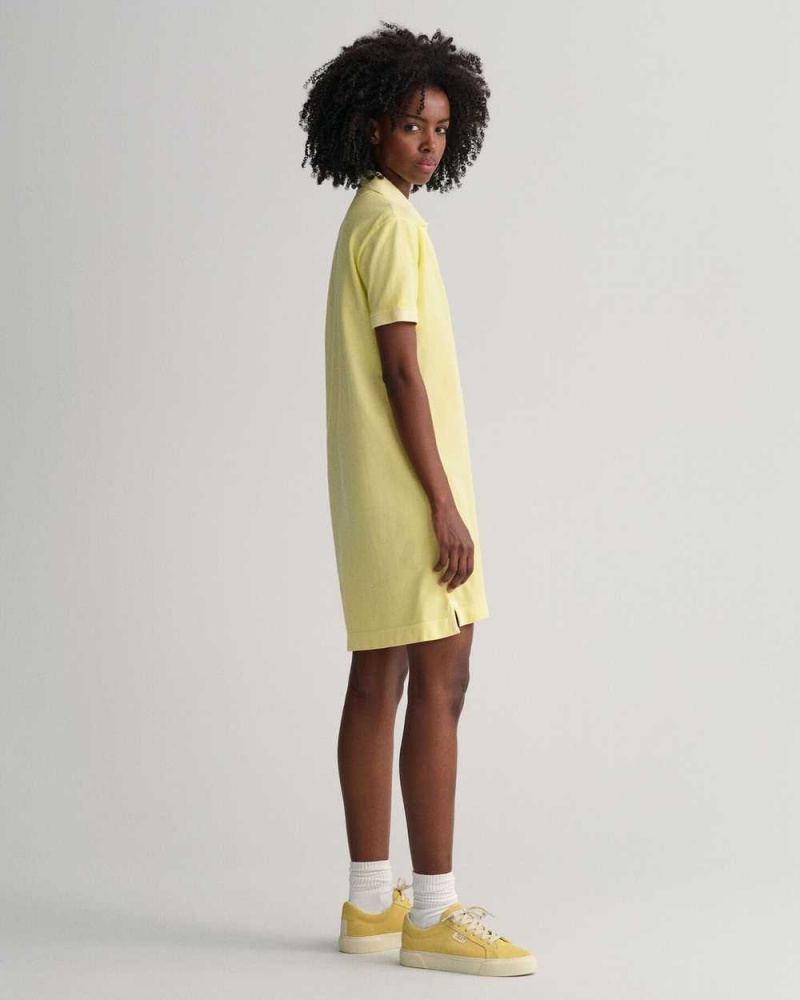 Gant Sunfaded Piqué Polo Women's Dress Lemonade Yellow | JYKEA-7085