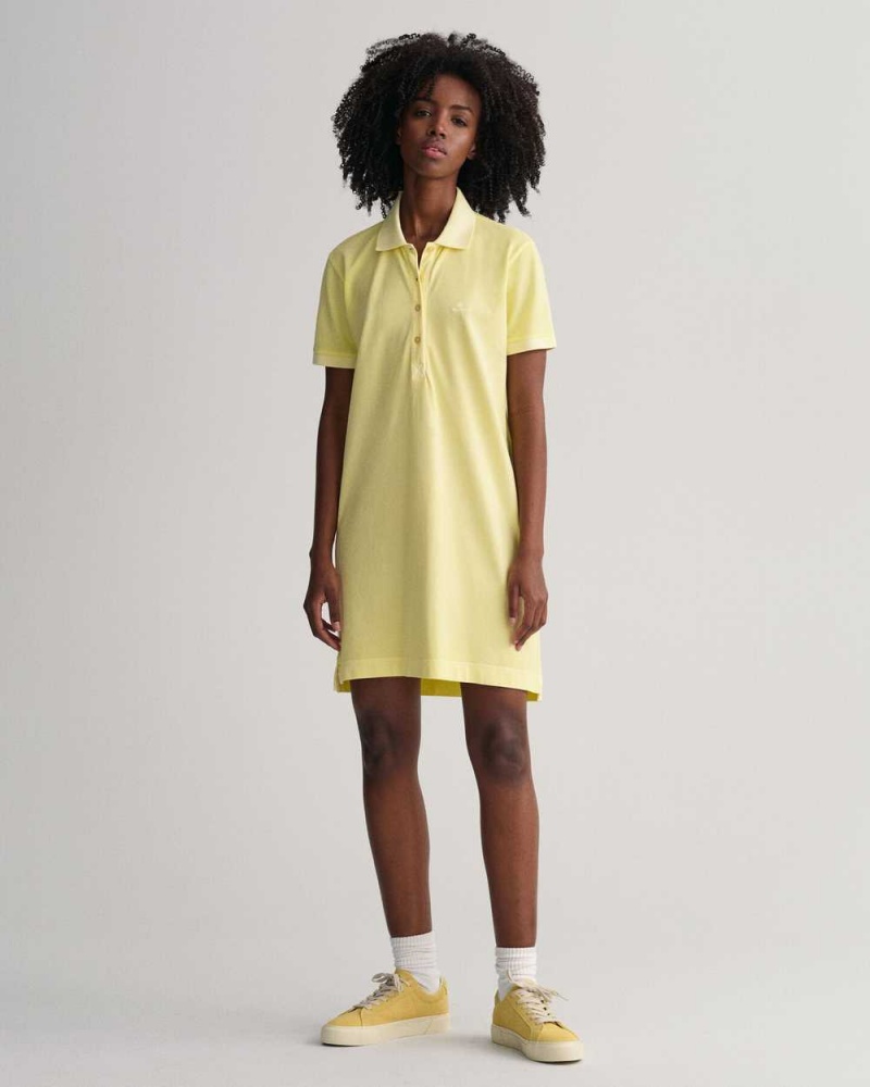 Gant Sunfaded Piqué Polo Women's Dress Lemonade Yellow | JYKEA-7085