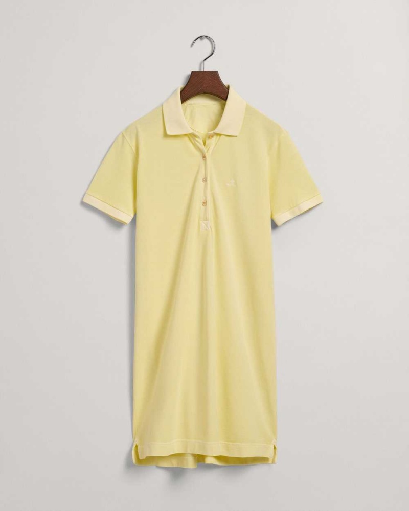 Gant Sunfaded Piqué Polo Women's Dress Lemonade Yellow | JYKEA-7085