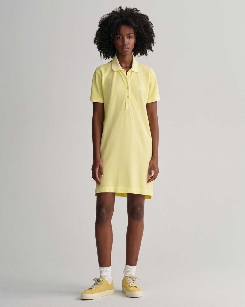 Gant Sunfaded Piqué Polo Women\'s Dress Lemonade Yellow | JYKEA-7085