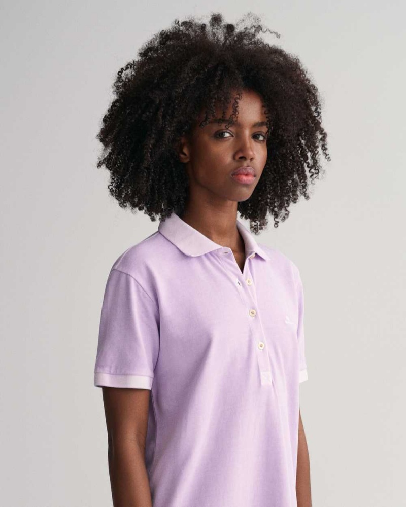 Gant Sunfaded Piqué Polo Women's Dress Soothing Lilac | HTSFC-9514