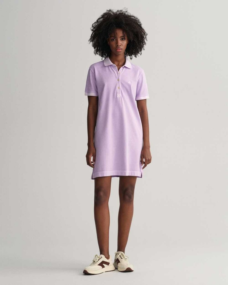 Gant Sunfaded Piqué Polo Women's Dress Soothing Lilac | HTSFC-9514