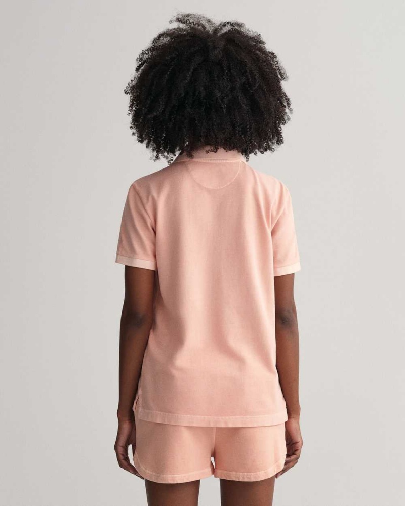 Gant Sunfaded Piqué Women's Polo Shirt Guava Orange | LKTOU-6147