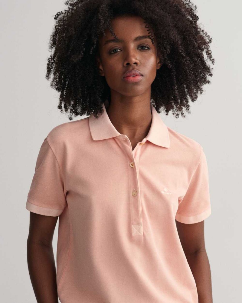 Gant Sunfaded Piqué Women's Polo Shirt Guava Orange | LKTOU-6147