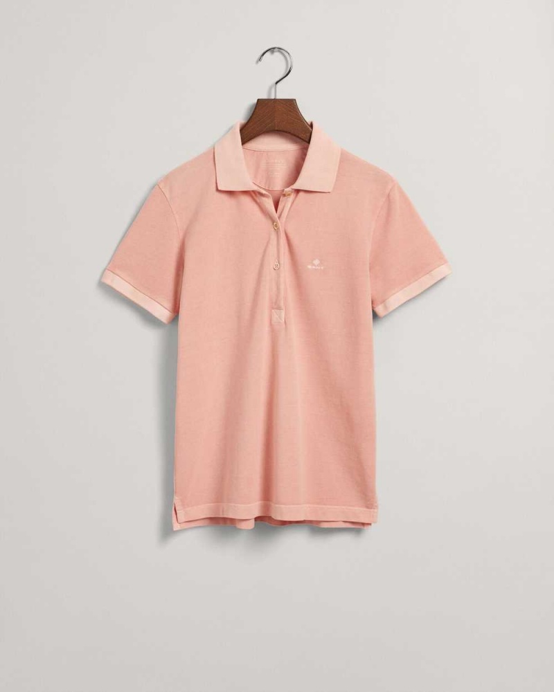 Gant Sunfaded Piqué Women's Polo Shirt Guava Orange | LKTOU-6147