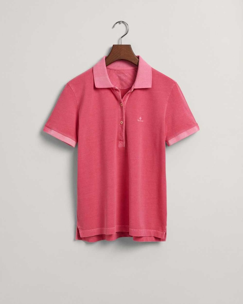 Gant Sunfaded Piqué Women's Polo Shirt Magenta Pink | GMCVW-4371