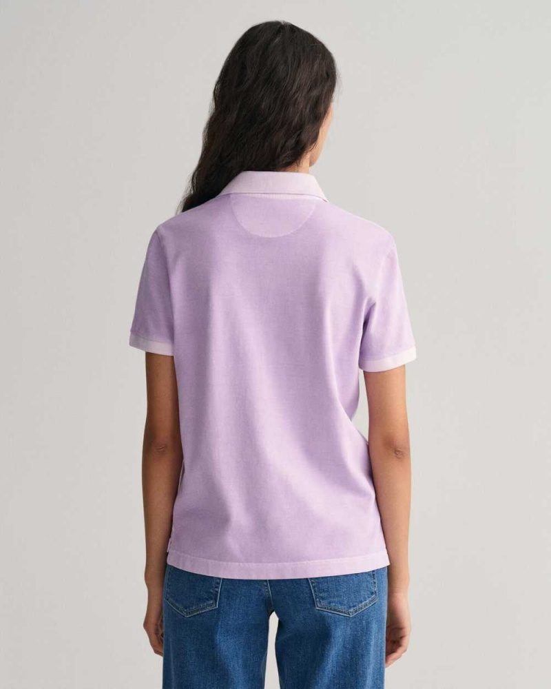 Gant Sunfaded Piqué Women's Polo Shirt Soothing Lilac | QRLGF-1639